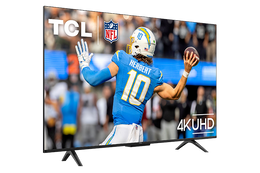 TCL 43S551G 4K UHD LED Google TV angled left view displaying an NFL game