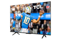 TCL 43S551G 4K UHD LED Google TV angled right view displaying an NFL game