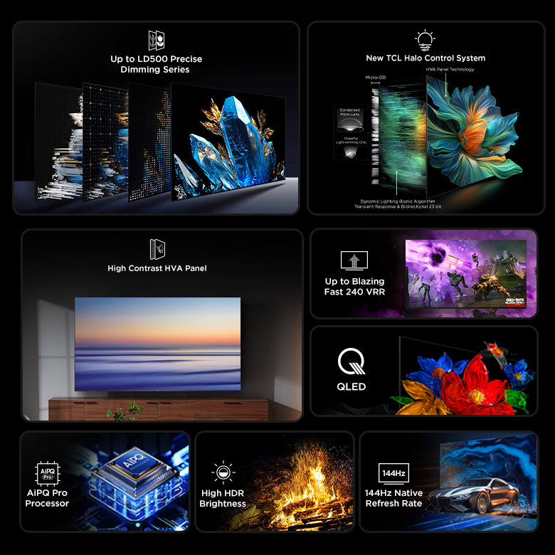 TCL 55'' QM6K Series QD-Mini LED QLED 4K UHD Smart TV with Google