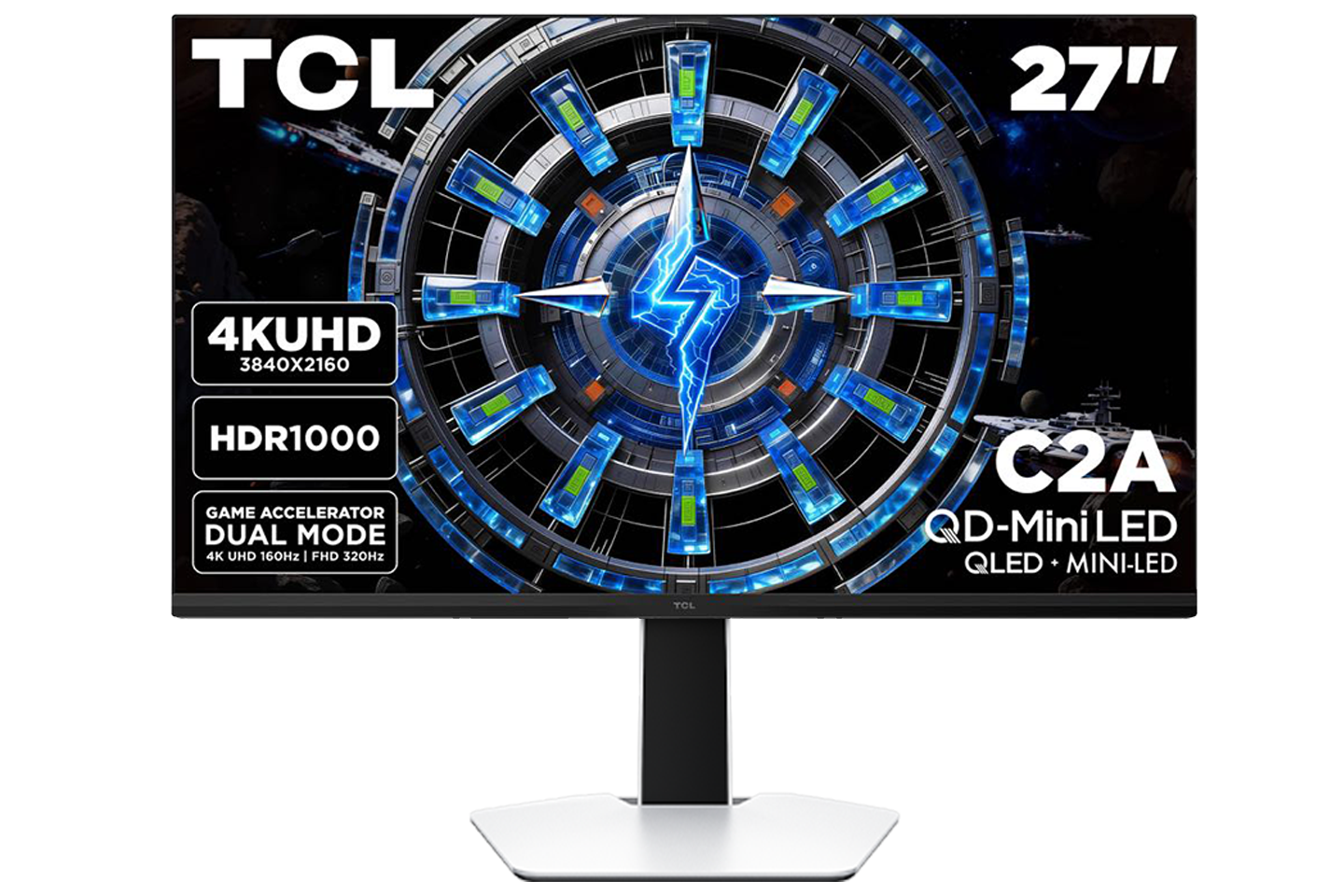TCL 27" C2A Series 4K QD-Mini LED 320Hz 1,200 Nits Peak Brightness 0.3ms MPRT-Plus Gaming Monitor