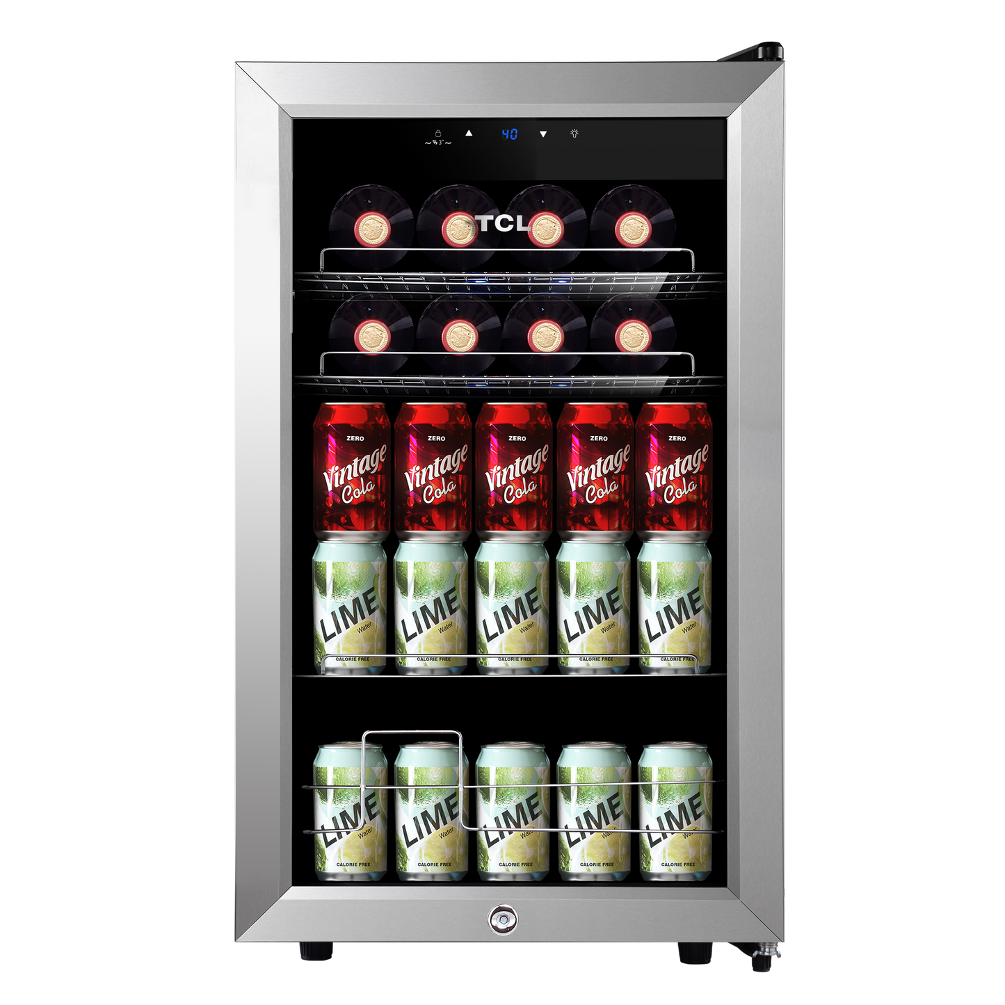 TCL 102 Cans / 24 Wine Bottles Freestanding Wine and Beverage Cooler - TRE24S4AMS