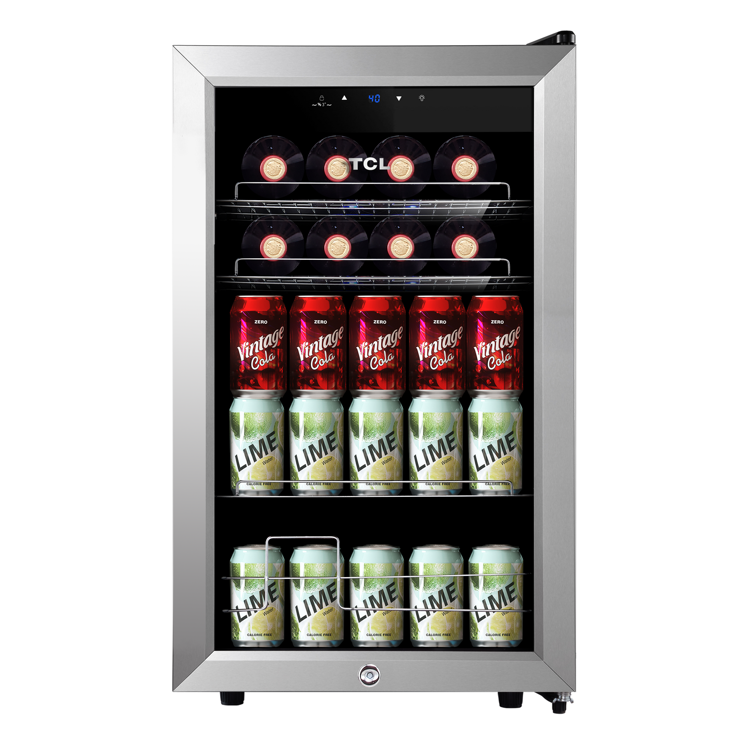 TCL 102 Cans / 24 Wine Bottles Freestanding Wine and Beverage Cooler - TRE24S4AMS