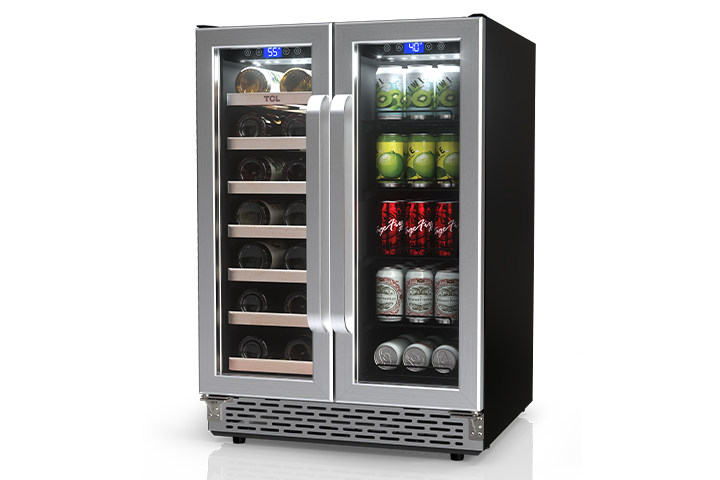 TCL 23.4-in W 20-Bottle Capacity Stainless Steel Dual Zone Cooling Built-In/Freestanding Wine Cooler
