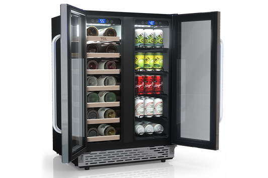 TCL 23.4-in W 20-Bottle Capacity Stainless Steel Dual Zone Cooling Built-In/Freestanding Wine Cooler