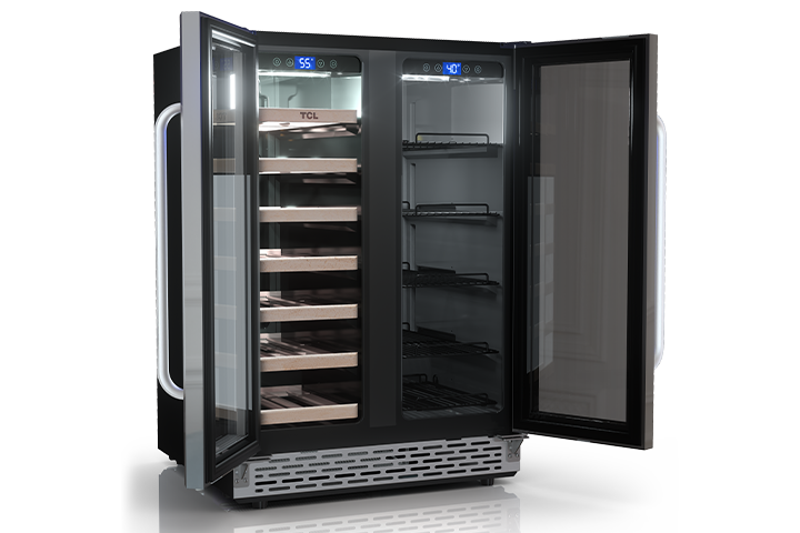 TCL 23.4-in W 20-Bottle Capacity Stainless Steel Dual Zone Cooling Built-In/Freestanding Wine Cooler