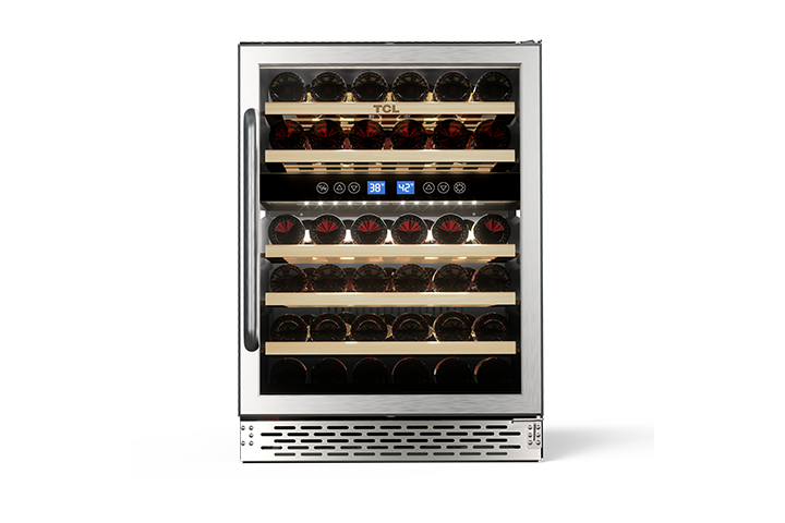 TCL 46 Bottles Dual Temperature Zones Free Standing Wine Cooler - TRW46B8AS