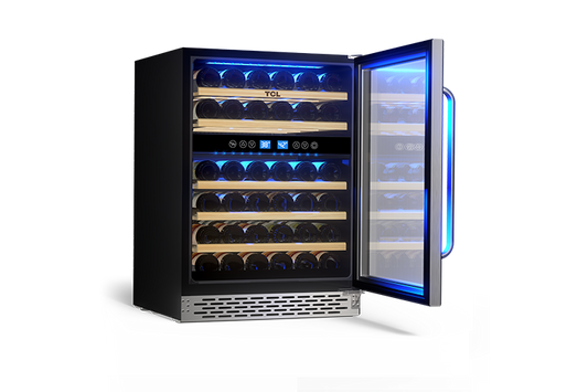 TCL 46 Bottles Dual Temperature Zones Free Standing Wine Cooler - TRW46B8AS