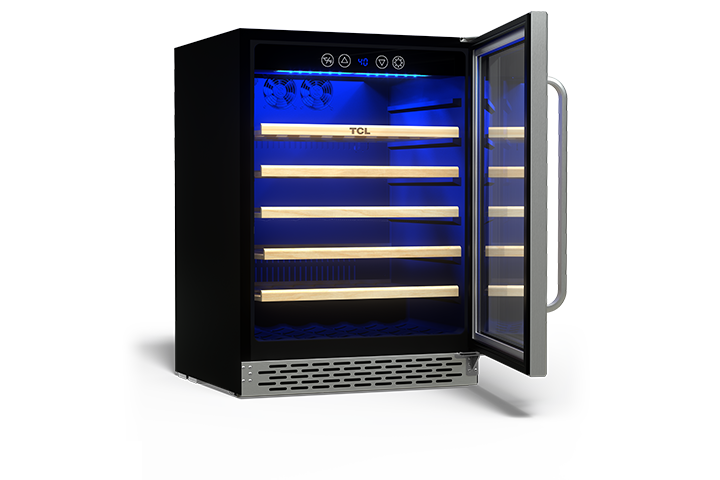TCL 52 Bottles Single Temperature Zone Free Standing Wine Cooler - TRW52B7AS