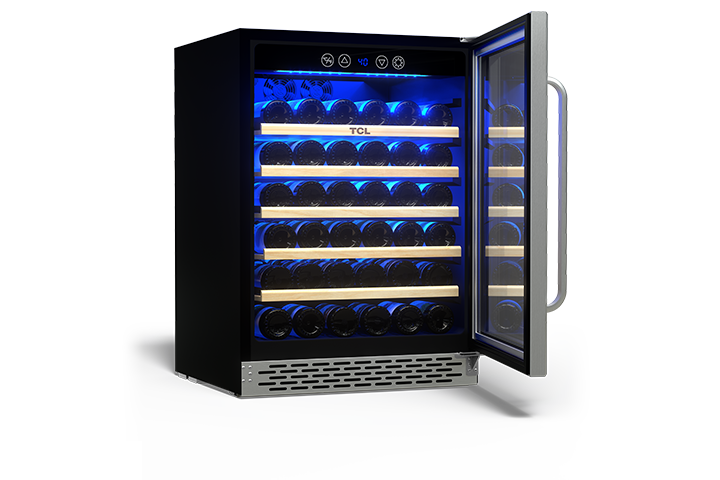 TCL 52 Bottles Single Temperature Zone Free Standing Wine Cooler - TRW52B7AS