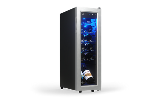 TCL 12 Bottles Single Temperature Zone Free Standing Wine Cooler - TRW12F6AS