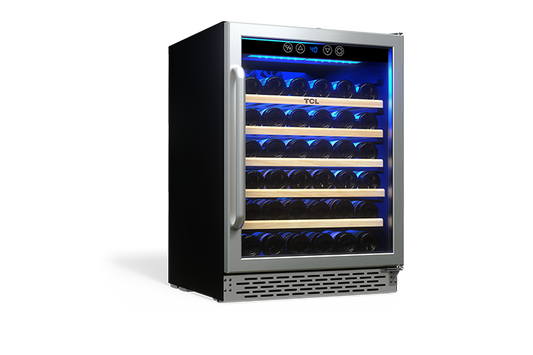 TCL 52 Bottles Single Temperature Zone Free Standing Wine Cooler - TRW52B7AS