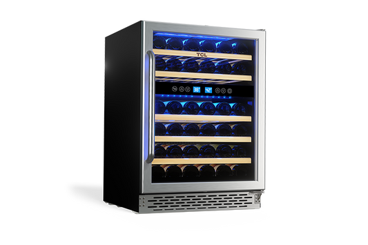 TCL 46 Bottles Dual Temperature Zones Free Standing Wine Cooler - TRW46B8AS
