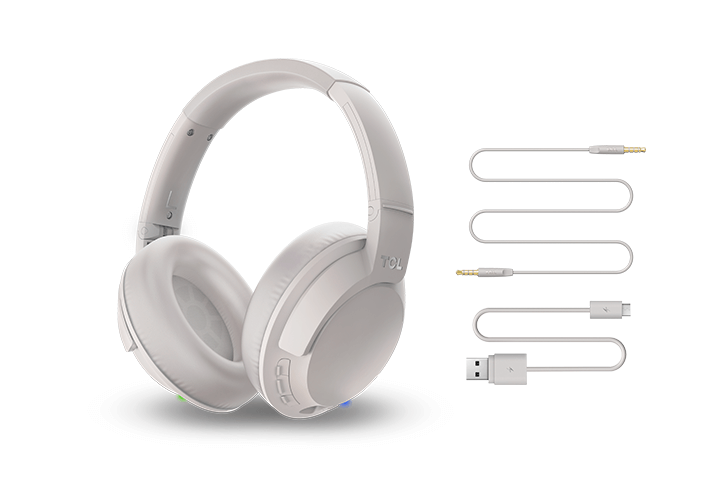 TCL Cement Gray On-Ear Noise Cancelling Hi-Res Wireless Headphones with Built-in Mic - ELIT400NCWT