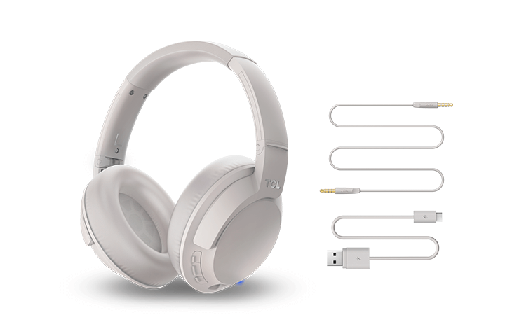 TCL Cement Gray On-Ear Sound Isolating Hi-Res Wireless Headphones with Built-in Mic - ELIT400BTWT