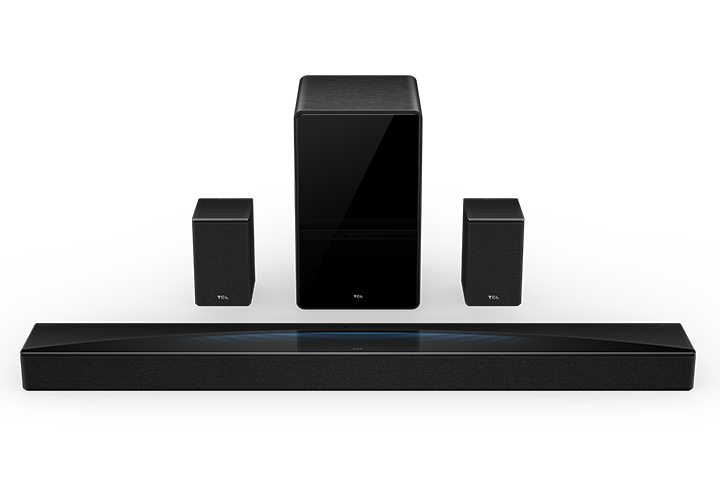 TCL Q85H Q Class 7.1.4 Channel Sound Bar with Dolby Atmos, Wireless Subwoofer, and Wireless Surround Speakers