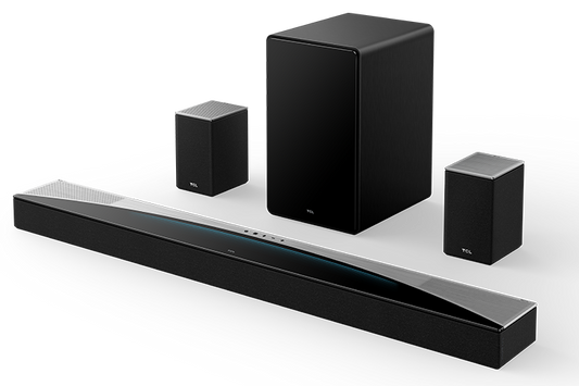 TCL Q85H Q Class 7.1.4 Channel Sound Bar with Dolby Atmos, Wireless Subwoofer, and Wireless Surround Speakers