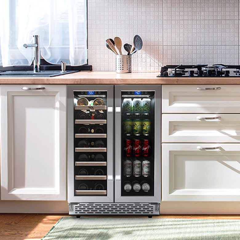 TCL 23.4-in W 20-Bottle Capacity Stainless Steel Dual Zone Cooling