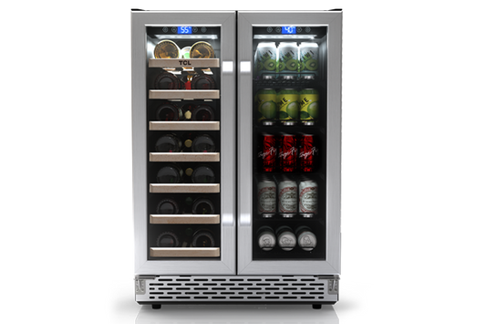 TCL 23.4-in W 20-Bottle Capacity Stainless Steel Dual Zone Cooling Built-In/Freestanding Wine Cooler