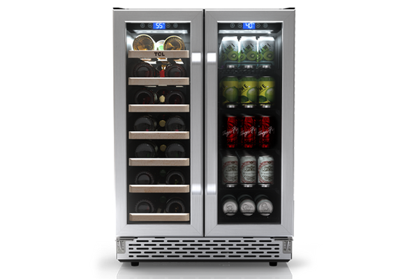 TCL 23.4-in W 20-Bottle Capacity Stainless Steel Dual Zone Cooling  Built-In/Freestanding Wine Cooler - TRD20B8AS