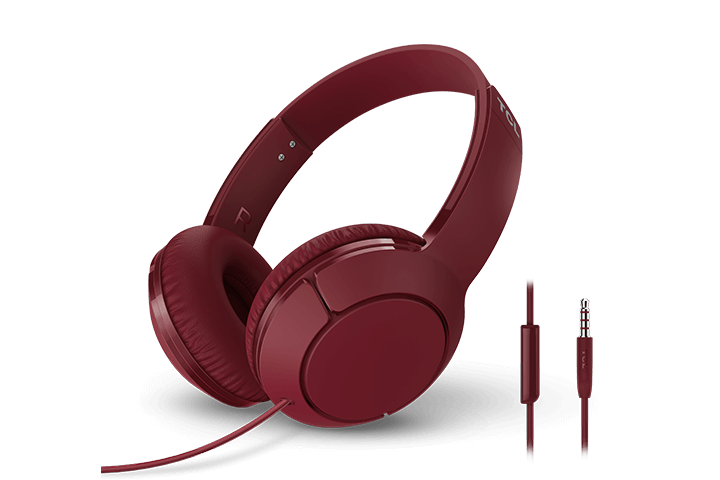 TCL Burgundy Crush On-ear Headphones with Mic - MTRO200RD