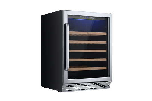 TCL 23.4-in W 52 -Bottles Stainless Steel Built-in/Freestanding Indoor Wine Cooler