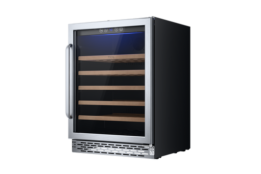 TCL 23.4-in W 52 -Bottles Stainless Steel Built-in/Freestanding Indoor Wine Cooler