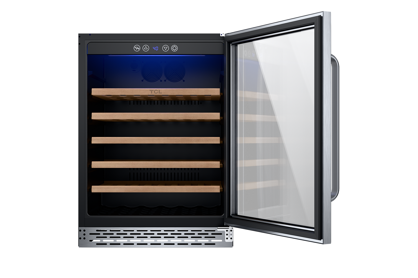TCL 23.4-in W 52 -Bottles Stainless Steel Built-in/Freestanding Indoor Wine Cooler