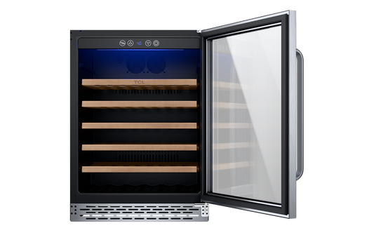 TCL 23.4-in W 52 -Bottles Stainless Steel Built-in/Freestanding Indoor Wine Cooler