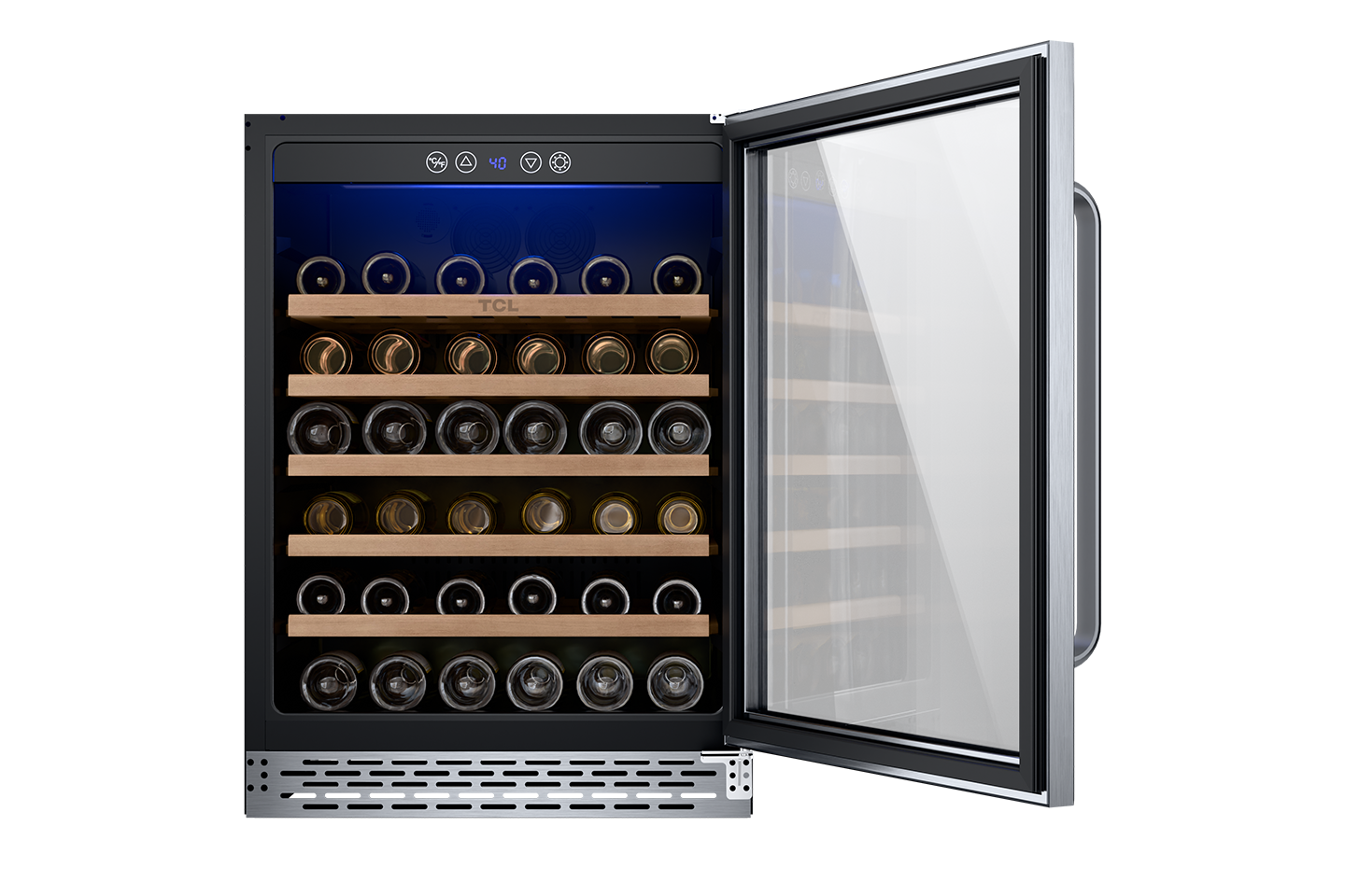 TCL 23.4-in W 52 -Bottles Stainless Steel Built-in/Freestanding Indoor Wine Cooler
