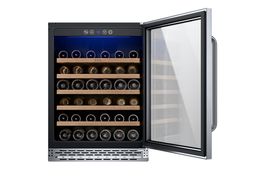 TCL 23.4-in W 52 -Bottles Stainless Steel Built-in/Freestanding Indoor Wine Cooler