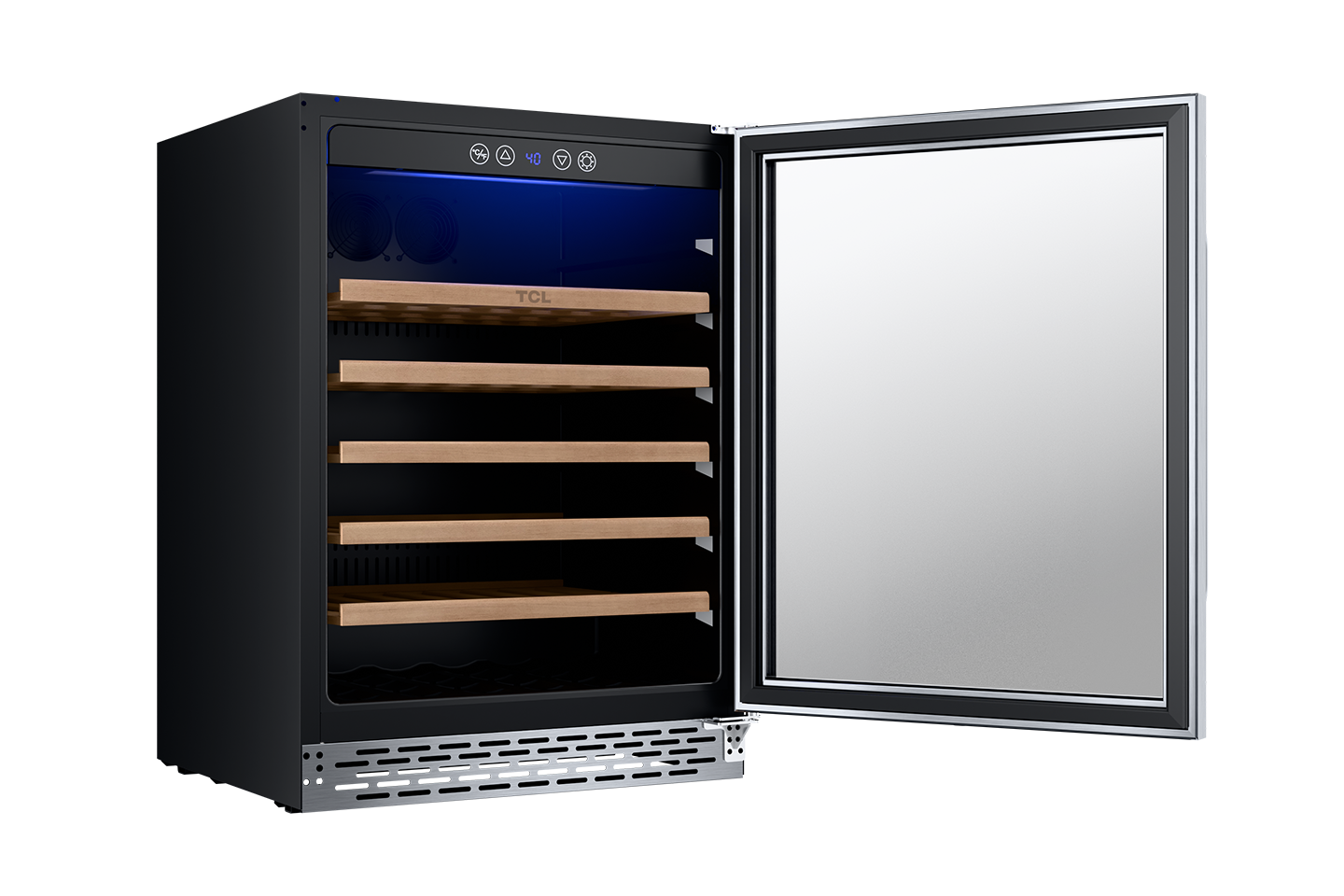 TCL 23.4-in W 52 -Bottles Stainless Steel Built-in/Freestanding Indoor Wine Cooler