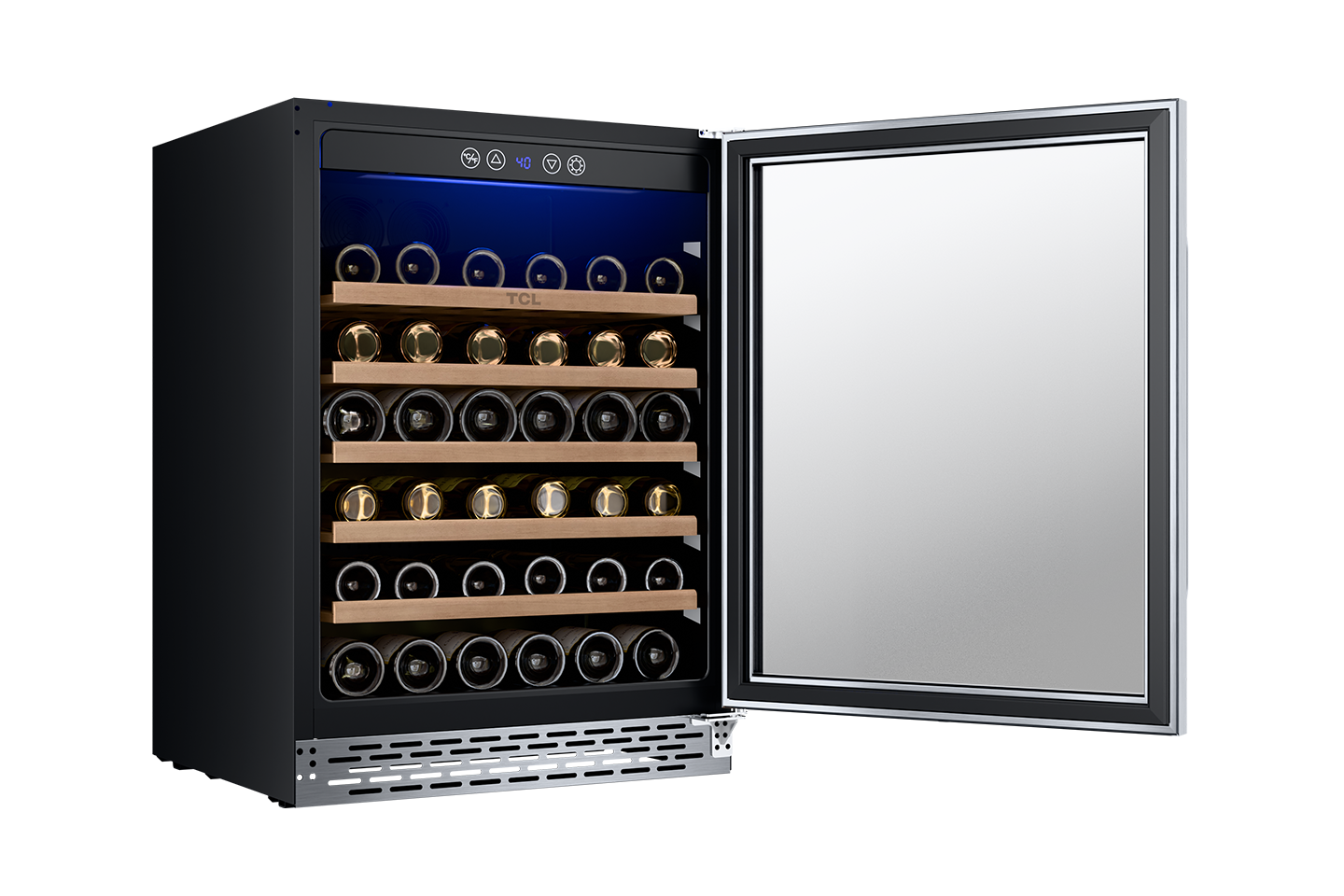 TCL 23.4-in W 52 -Bottles Stainless Steel Built-in/Freestanding Indoor Wine Cooler