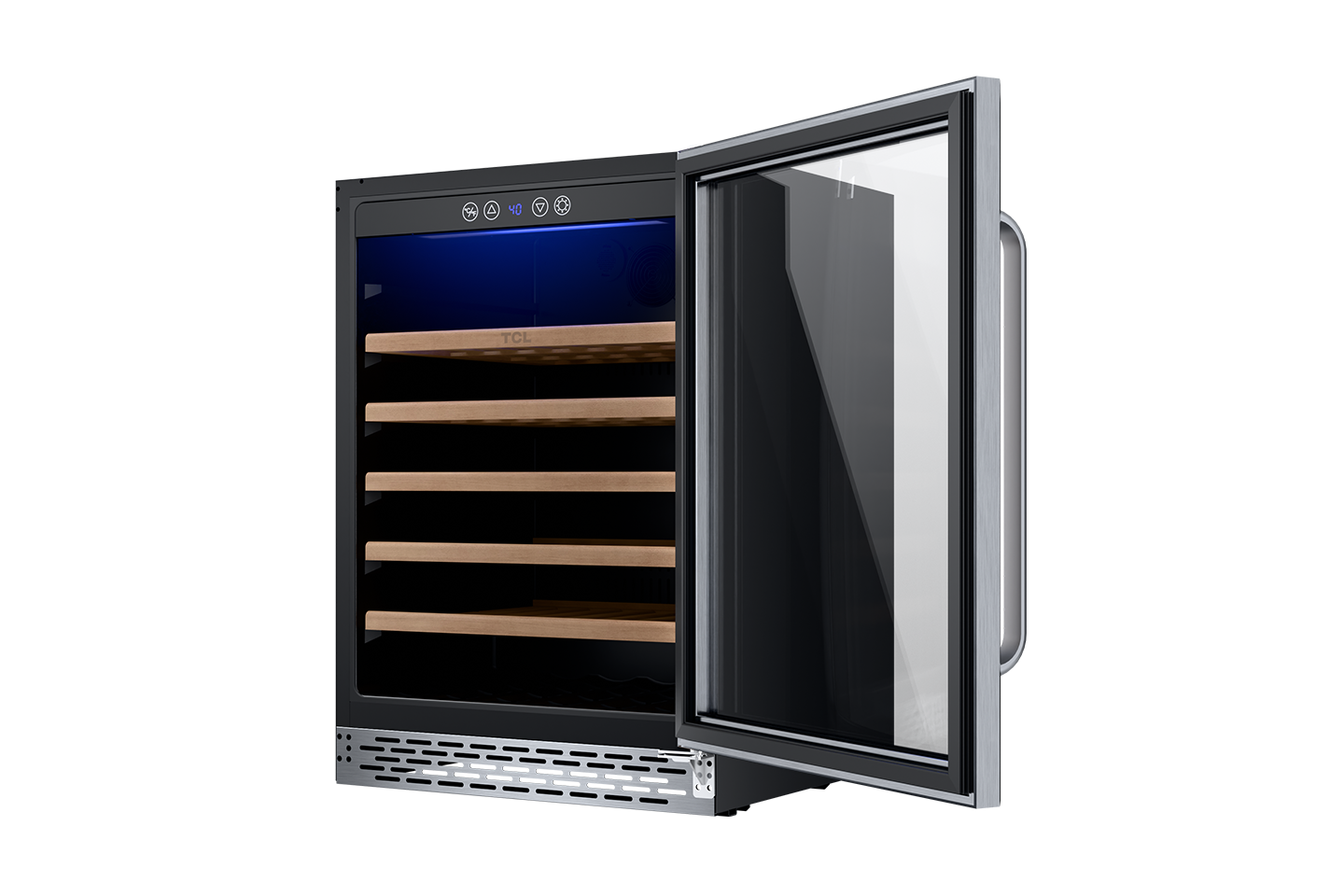 TCL 23.4-in W 52 -Bottles Stainless Steel Built-in/Freestanding Indoor Wine Cooler