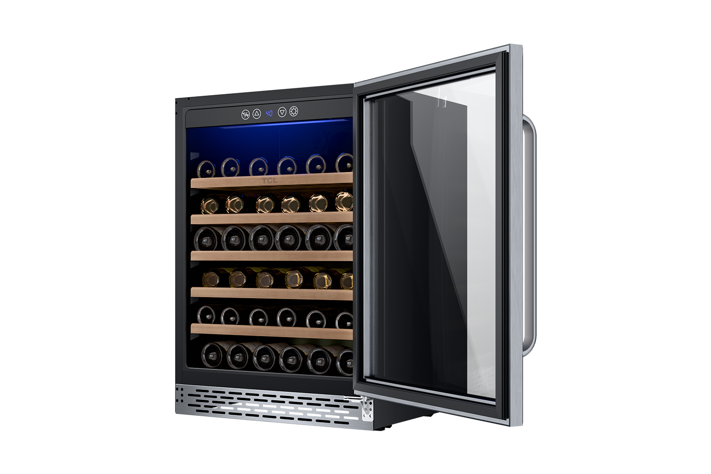 TCL 23.4-in W 52 -Bottles Stainless Steel Built-in/Freestanding Indoor Wine Cooler